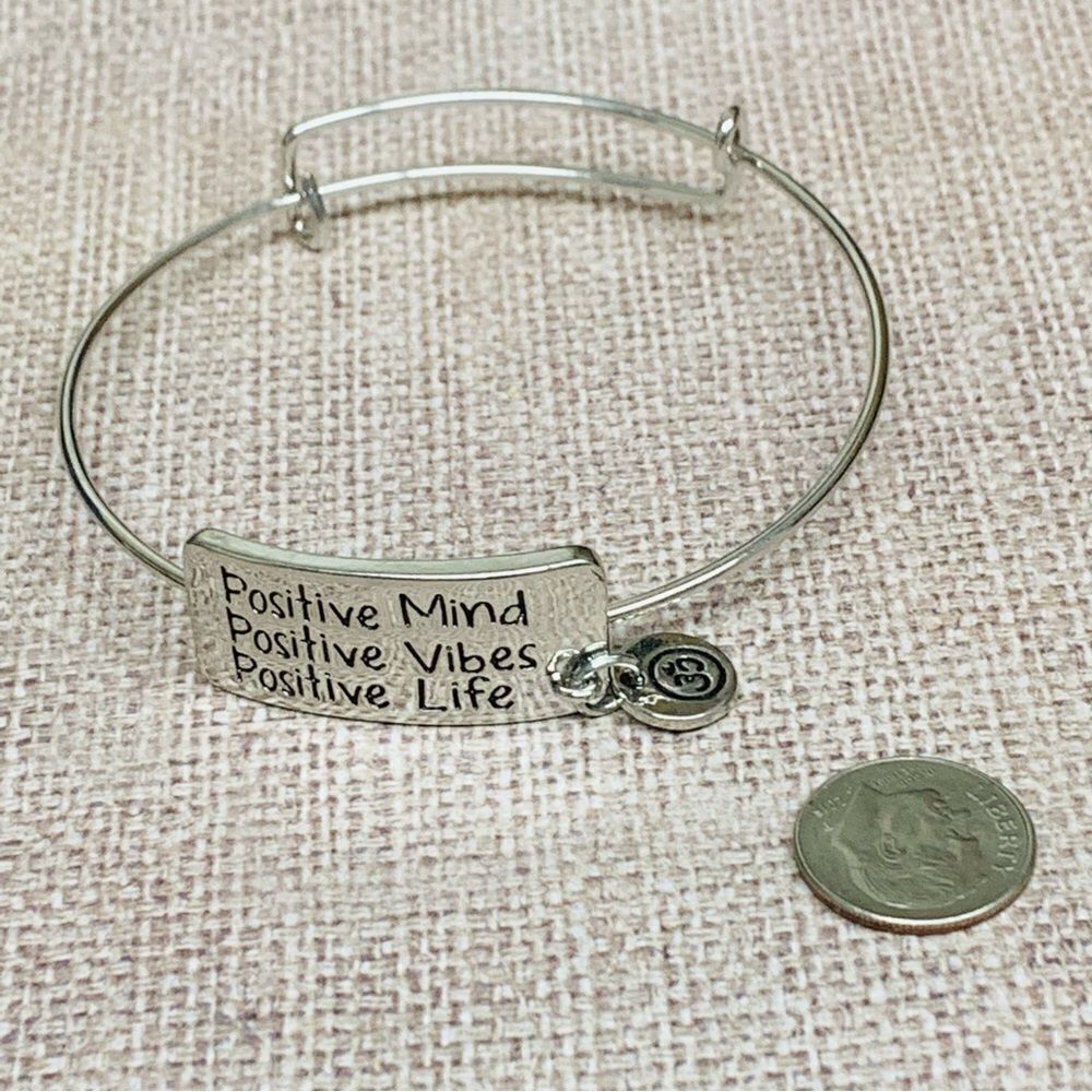 Silver Positivity Affirmation Bracelet‎